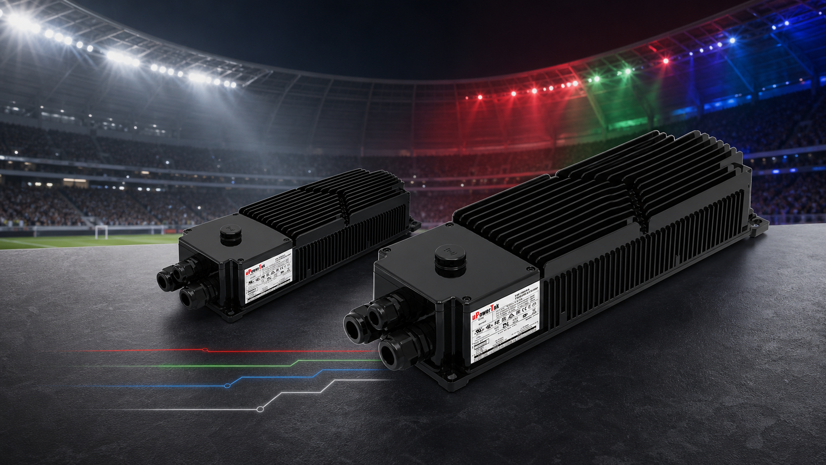 uPowerTek TYK multi-channel RGBW LED drivers for professional sports lighting
